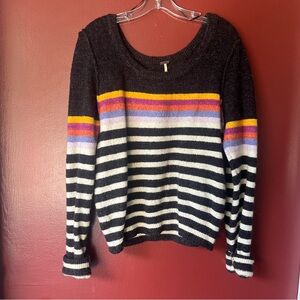 Free People Striped Cashmere Pullover Sweater🌈